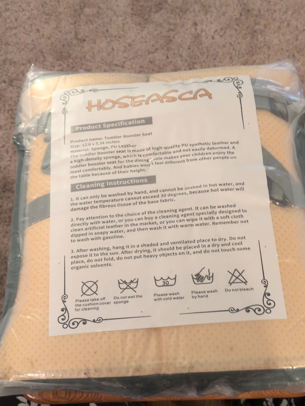 Beige and Gray Toddler Booster Seat Cushion
